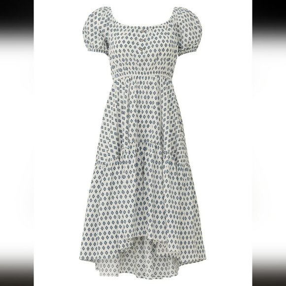 CAROLINE CONSTAS | NWOT Bardot Flounce Midi Puff Sleeve DesignerDress (Size S) - Picture 13 of 14